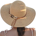 Beach Sun Straw Hats for Women, UPF 50+ UV Sun Protection Wide Brim Summer Straw Hat Foldable Packable Roll up Cap - color: Buckle - Khaki & Beige