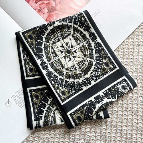 Silk Head Scarf for Hair Fashion Headwrap for Women Lightweight Neck Tie - color: P006-black Wheel