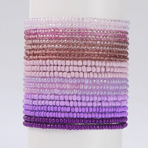 18-20PCS Colorful Bohemia Seed Beaded Bracelets Set Stackable Boho Stretch Bangle Bracelets Multilayer Boho Anket Concert Summer Beach Vaction Surf Jewelry Accessory - color: Purple-20pcs