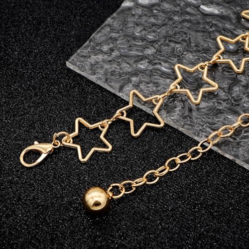 Trendy Women's O-Ring Adjustable Waist Chain - Fashion Accessory for Jeans and Dresses - color: A Gold Star, size: M: 47.2 in