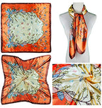 4 Pc Set Large 35 x 35 inches Satin Square Scarves Neck Hair Head Scarf Bundle - color: Set C