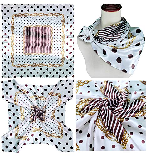 4 Pc Set Large 35 x 35 inches Satin Square Scarves Neck Hair Head Scarf Bundle - color: Set G