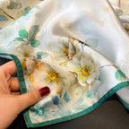 100% Mulberry Silk Neck Scarf - 21'' x 21'' Lightweight Neckerchief - Women Men Small Square Digital Printed Scarves - color: 133