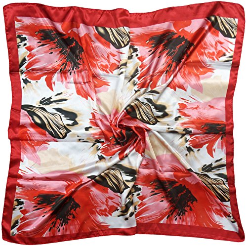 4 Pc Set Large 35 x 35 inches Satin Square Scarves Neck Hair Head Scarf Bundle - color: Set R