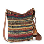 The Sak Lucia Crossbody Bag in Crochet, Convertible Purse with Adjustable Shoulder Strap - color: Woodland Stripe