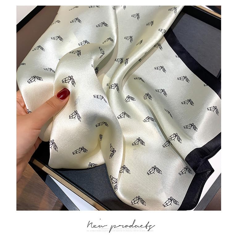 100% Mulberry Silk Neck Scarf - 21'' x 21'' Lightweight Neckerchief - Women Men Small Square Digital Printed Scarves - color: 074