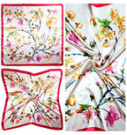 4 Pc Set Large 35 x 35 inches Satin Square Scarves Neck Hair Head Scarf Bundle - color: Set C