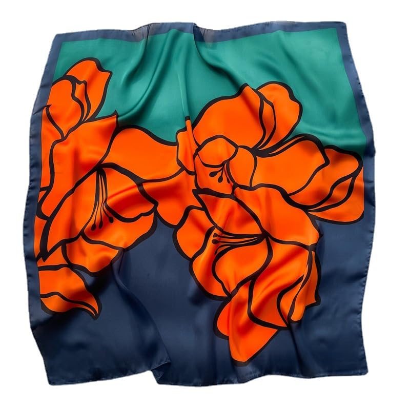 AIBFRID 27.5" Head Scarf for Women, Large Square Satin Hair Scarf Neck Silk Scarves Hair Wrap Bandanas For Sleeping - color: Style_02