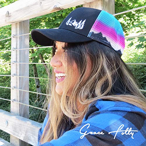 Grace Folly Beach Trucker Hats for Women- Snapback Baseball Cap for Summer - color: Mountain Mesh Print
