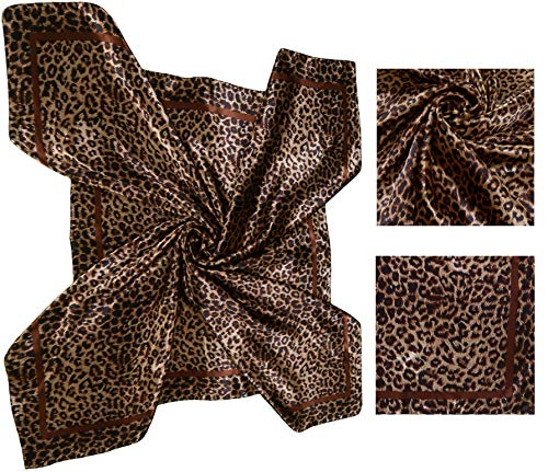 4 Pc Set Large 35 x 35 inches Satin Square Scarves Neck Hair Head Scarf Bundle - color: Set E