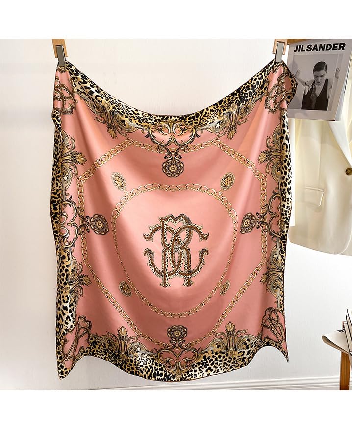 100% Pure Mulberry Silk Scarf 43”*43” Large Square Lightweight Headscarf Women’s Hair Wraps Shawls with Gift Packed - color: Classic Pink