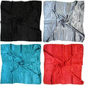 4 Pc Set Large 35 x 35 inches Satin Square Scarves Neck Hair Head Scarf Bundle - color: Set W1