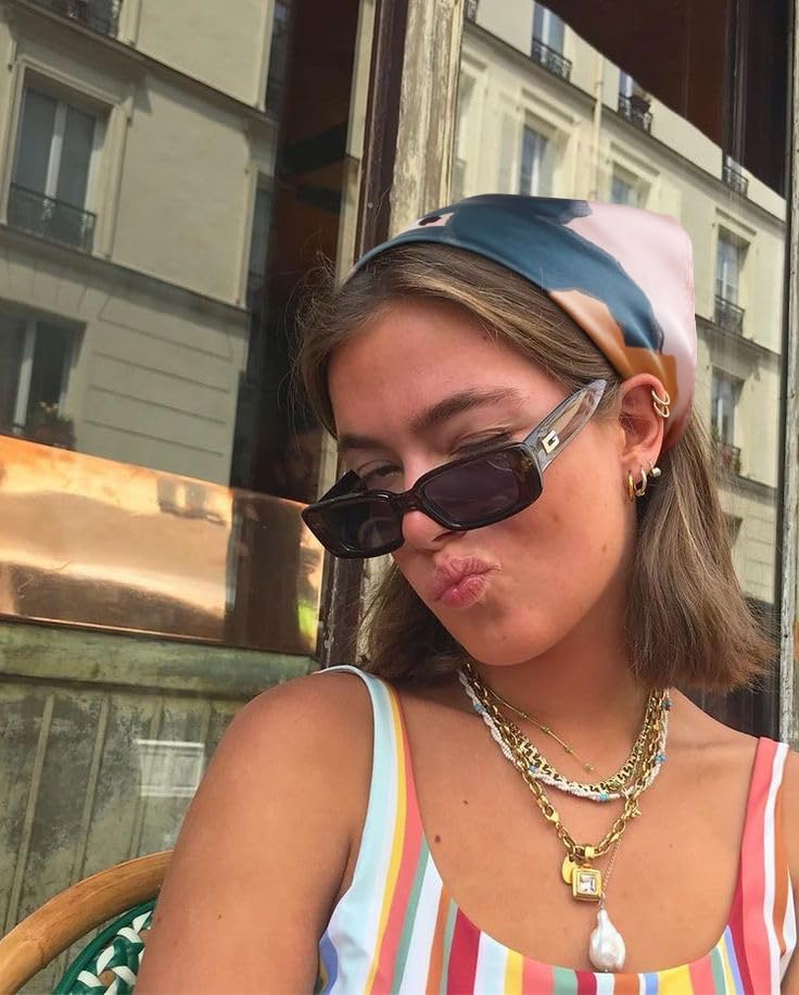 AIBFRID 27.5" Head Scarf for Women, Large Square Satin Hair Scarf Neck Silk Scarves Hair Wrap Bandanas For Sleeping - color: Style_08