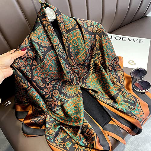 XL 43 Inch Extra Large Square Scarf Fashion Scarves Silk Feeling Hair Scarf Wrapping Scarfs Night Sleeping Headscarf - color: Ba101