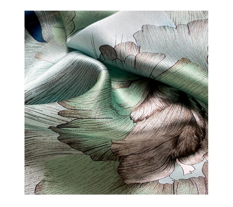 100% Mulberry Silk Neck Scarf - 21'' x 21'' Lightweight Neckerchief - Women Men Small Square Digital Printed Scarves - color: 072