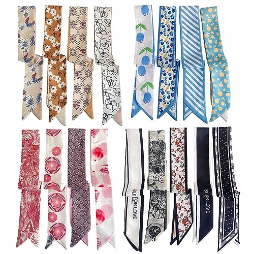 QTMY 17 Pack Purse Scarf for Bags Silk Head Scarf for Hair Handbag Women Scarfs Band Hair Neck Scarves Fashion - color: 7