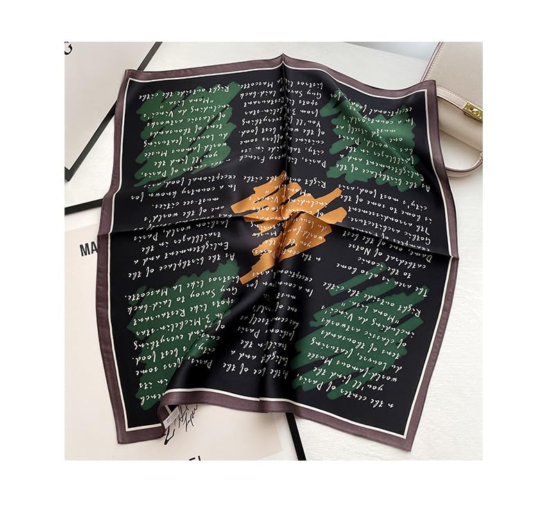 100% Mulberry Silk Neck Scarf - 21'' x 21'' Lightweight Neckerchief - Women Men Small Square Digital Printed Scarves - color: 077