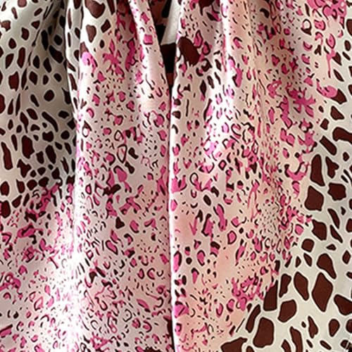 Women's Silky Satin Large Head Scarf Leopard/Paisley Neck Scarves Square Hair Wrapping Sleeping Bandana 35in - color: Pink-leopard-s