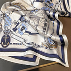 100% Mulberry Silk Neck Scarf - 21'' x 21'' Lightweight Neckerchief - Women Men Small Square Digital Printed Scarves - color: 136