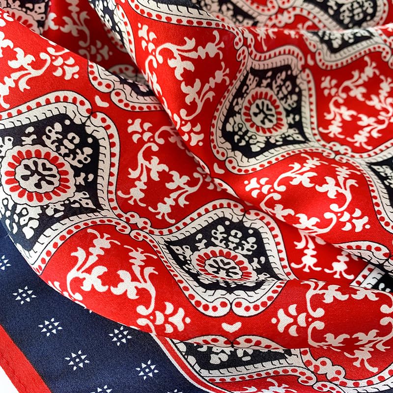 100% Mulberry Silk Neck Scarf - 21'' x 21'' Lightweight Neckerchief - Women Men Small Square Digital Printed Scarves - color: 065