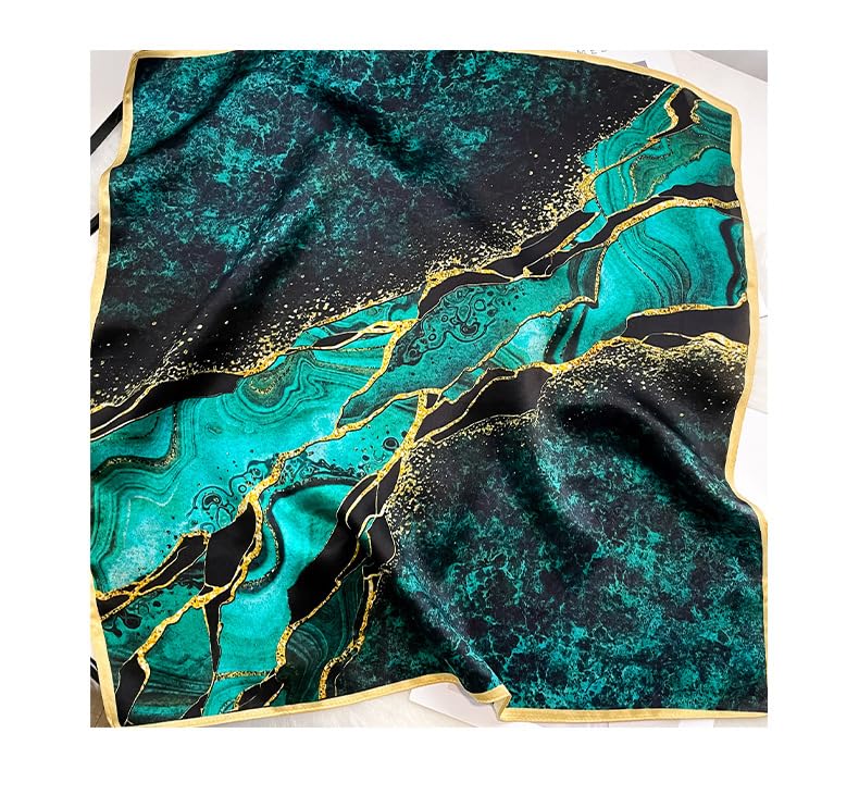 100% Mulberry Silk Neck Scarf - 21'' x 21'' Lightweight Neckerchief - Women Men Small Square Digital Printed Scarves - color: 071